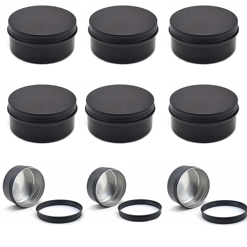 Black Tin Candle - Barattoli Vuoti Rotondi in Alluminio Neri,