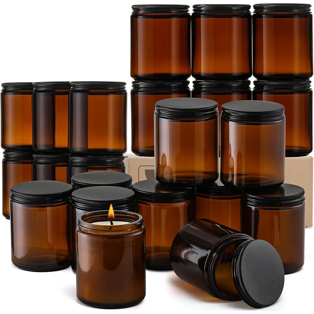 Black Tin Candle - Barattoli in Vetro Ambrato da 8oz