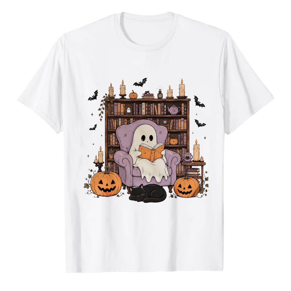Black Tin Candle - Maglietta di Halloween con Fantasma Accogliente